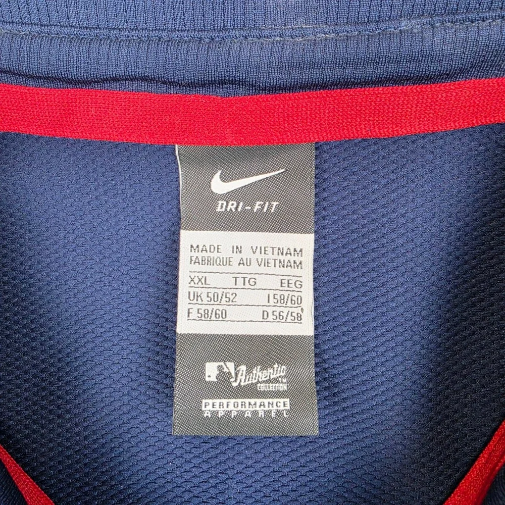 Nike Atlanta Braves Polo Mens XXL Navy Blue Dri-FIT MLB Authentic Performance